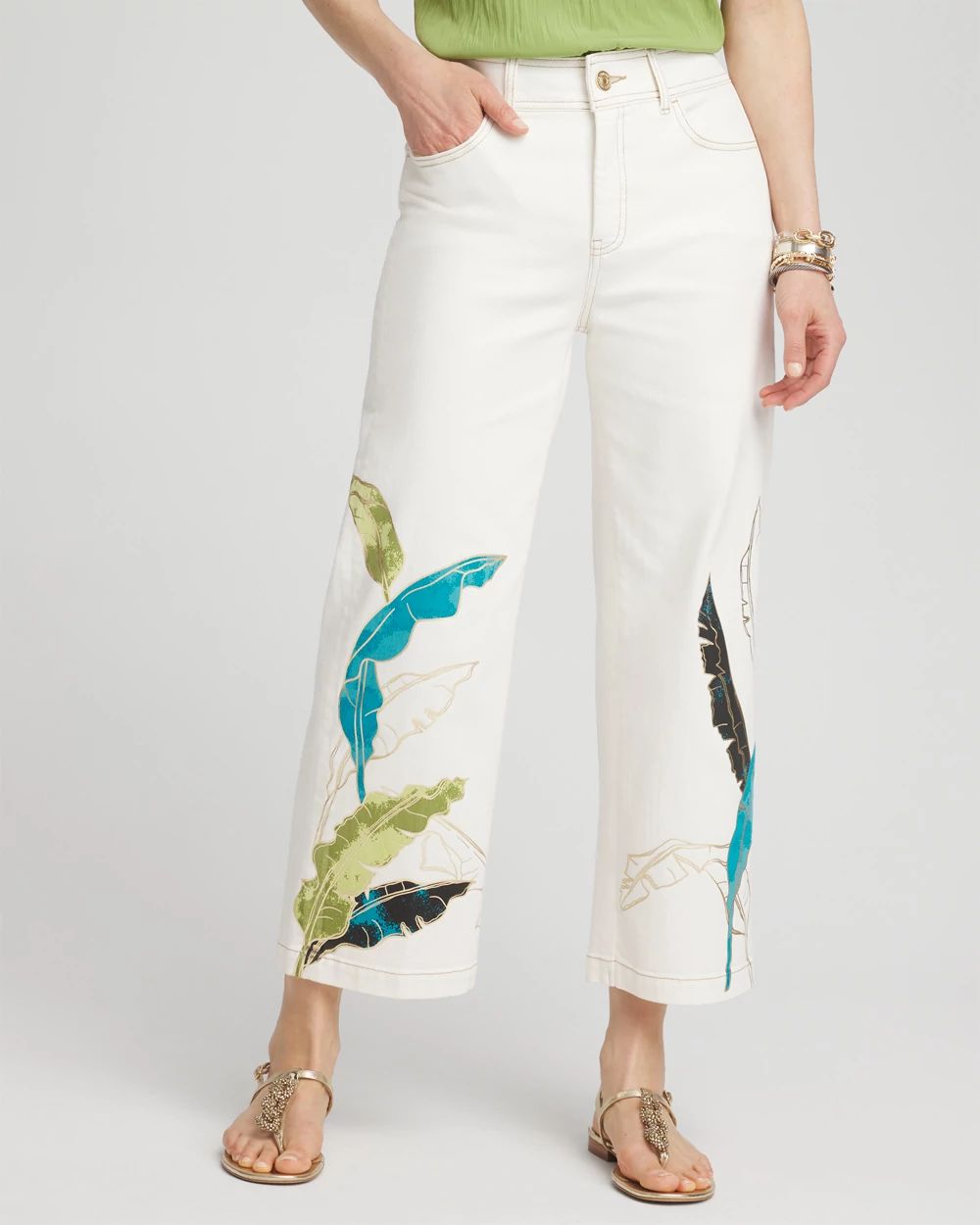 Tropical Wide Leg Cropped Trouser Jeans