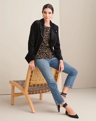 Velveteen Elongated Moto Jacket