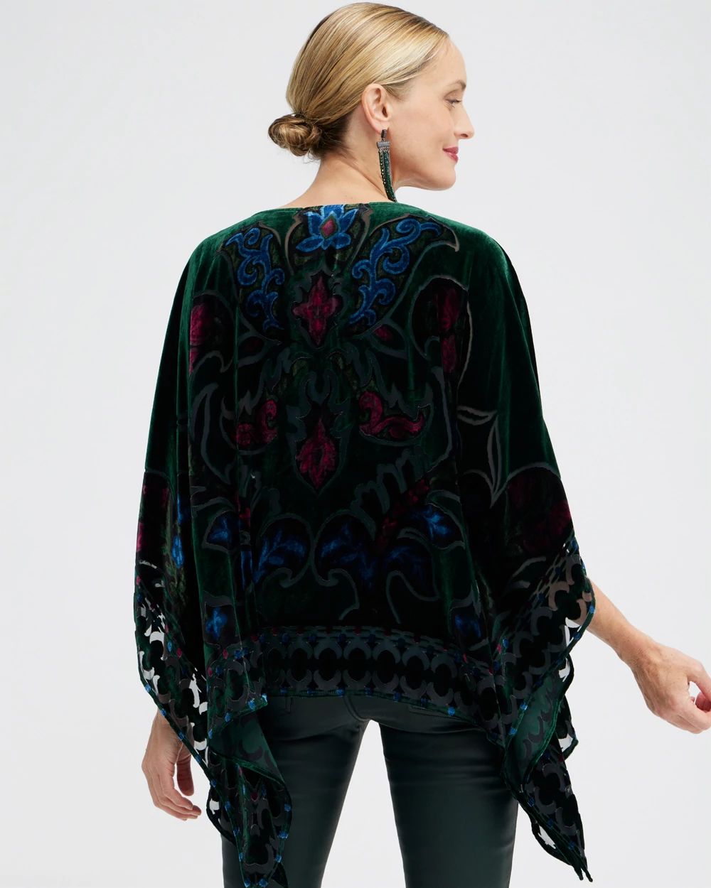 Silk Blend Velvet Burnout Poncho