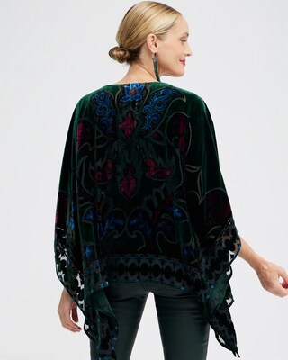 Silk Blend Velvet Burnout Poncho