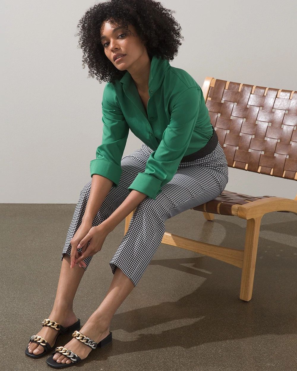Juliet Gingham Straight Cropped Pants