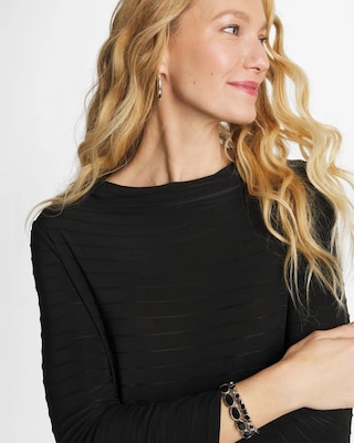 Textured Long Sleeve Cowlneck Tee click to view larger image.