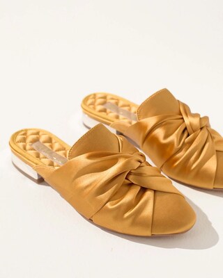 Pleated Satin Mules
