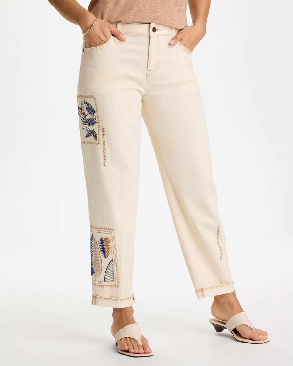 Petite Patchwork Relaxed Boyfriend Jean