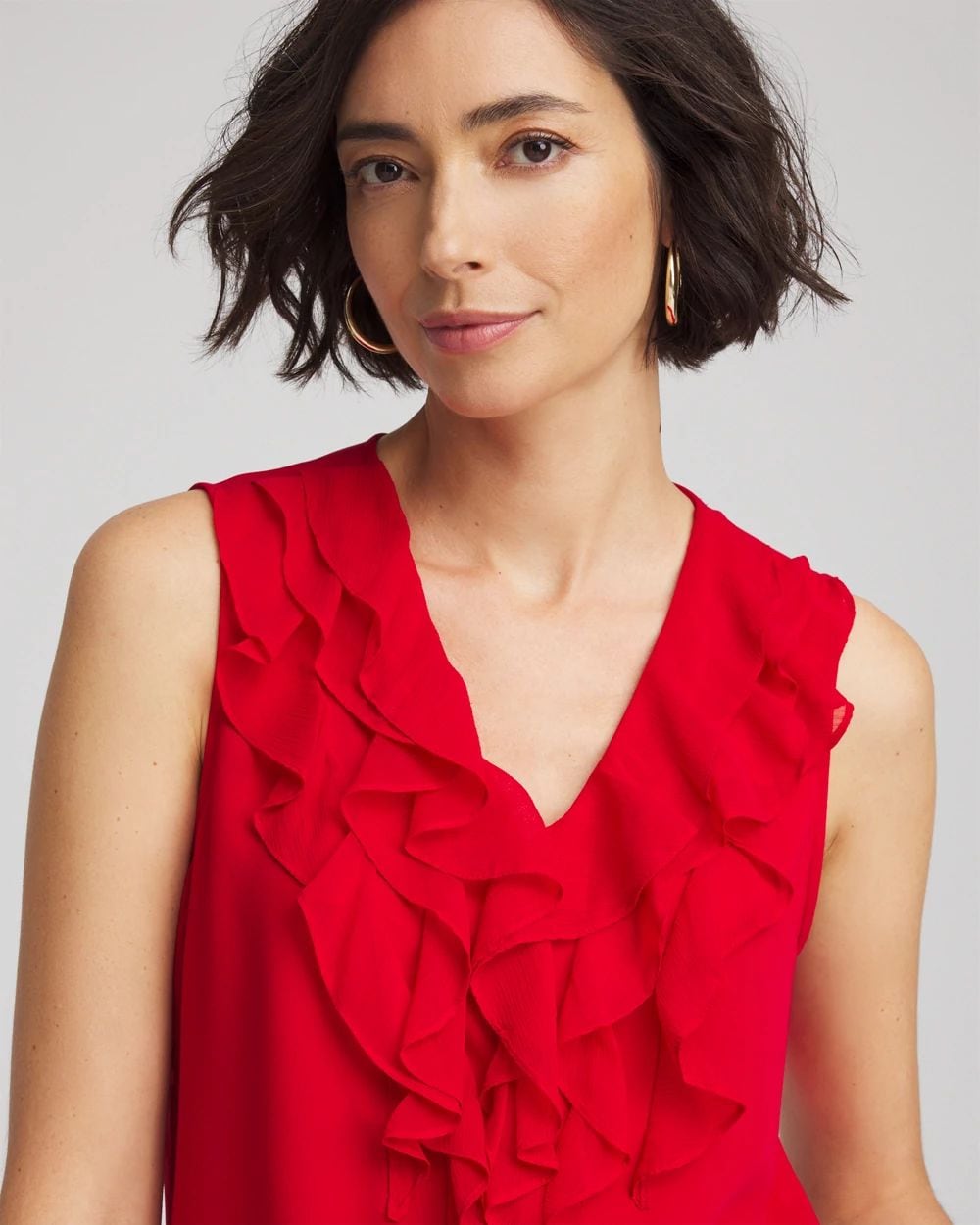 Satin Ruffle Tank click to view larger image.