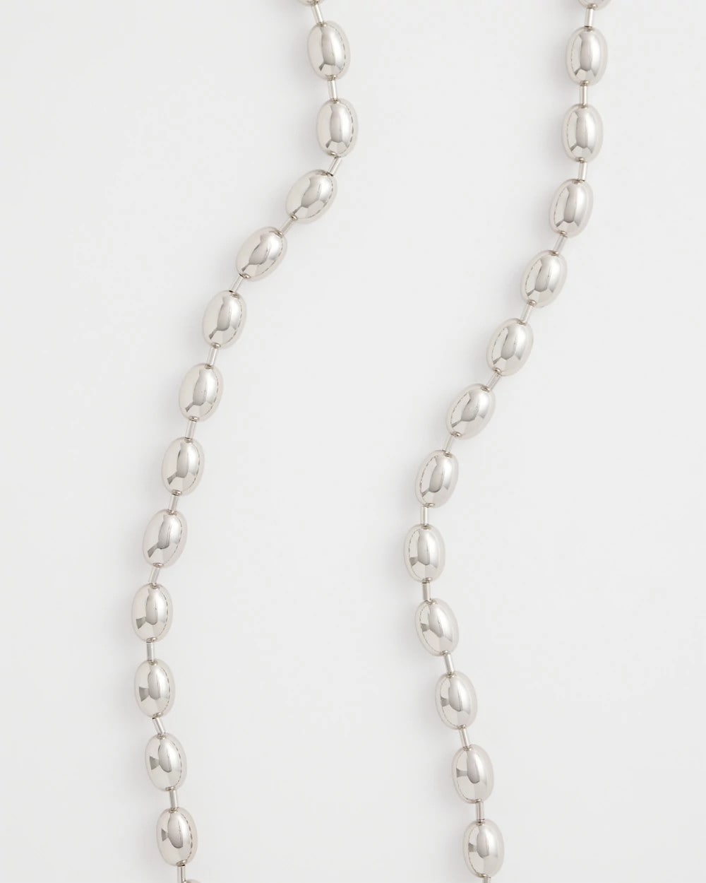 Silver Bead Long Single Strand Necklace