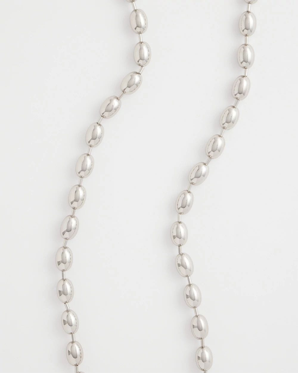 Silver Bead Long Single Strand Necklace click to view larger image.