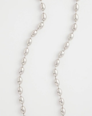 Silver Bead Long Single Strand Necklace click to view larger image.