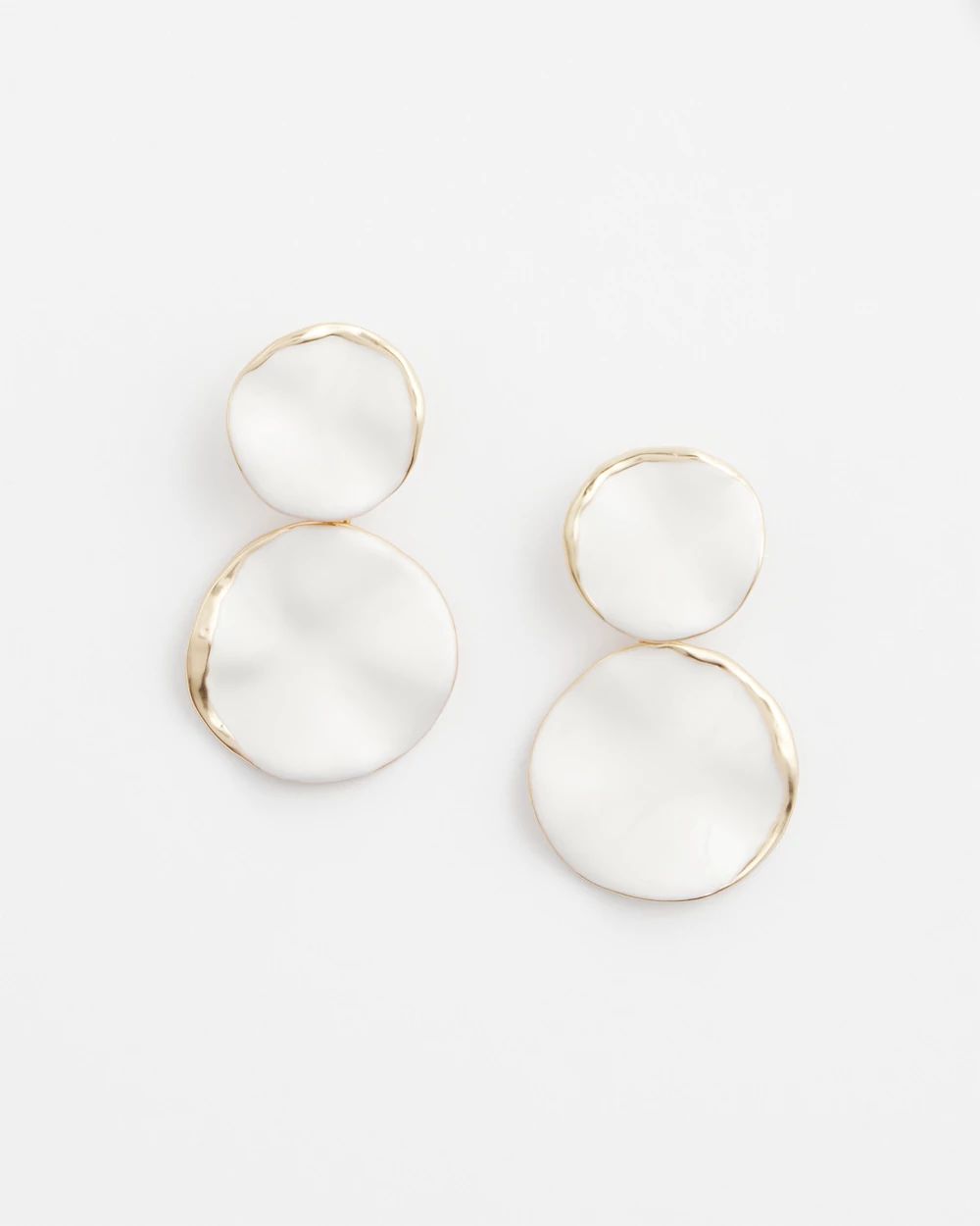 White Round Drop Earrings