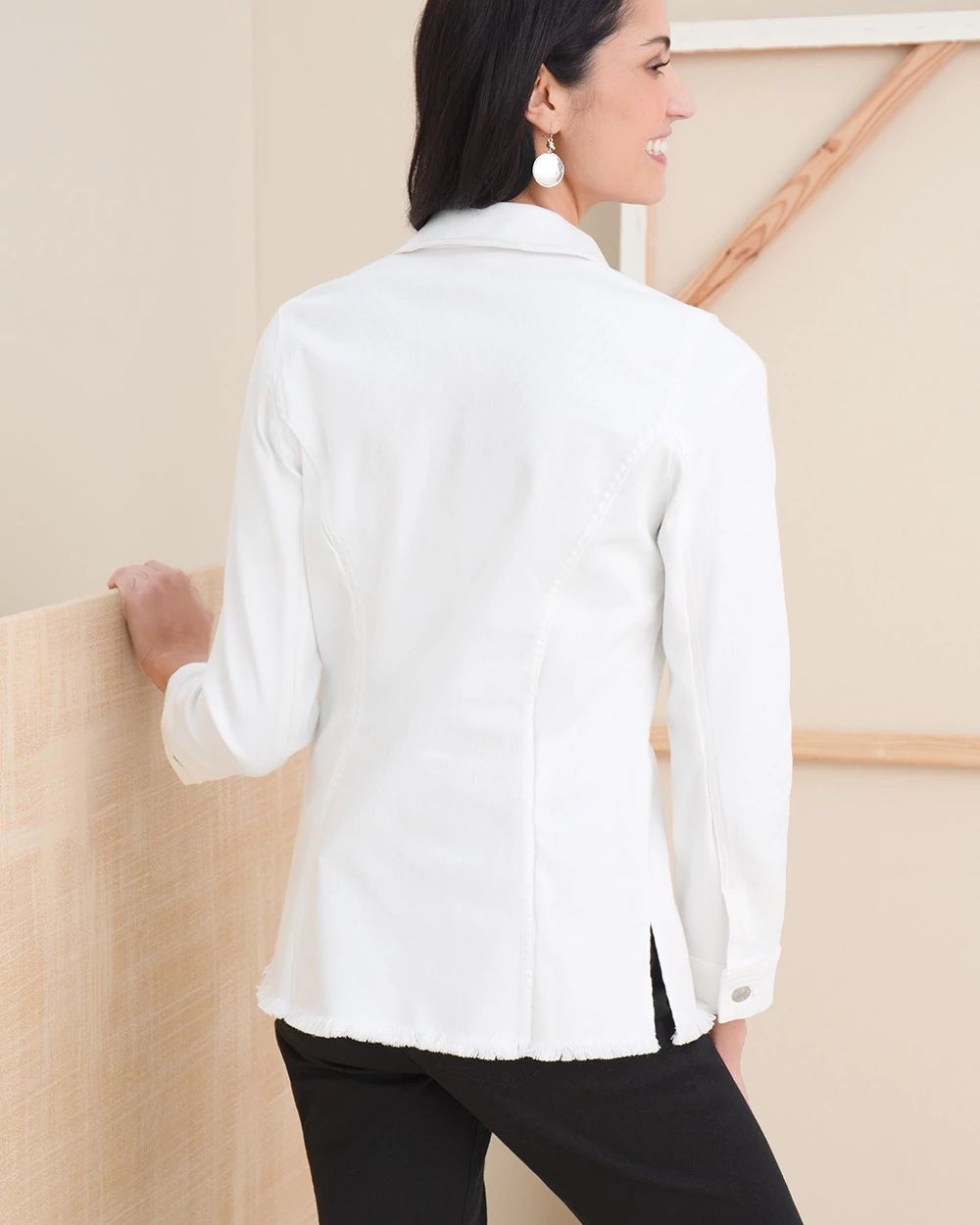 No Stain Frayed Hem Denim Jacket