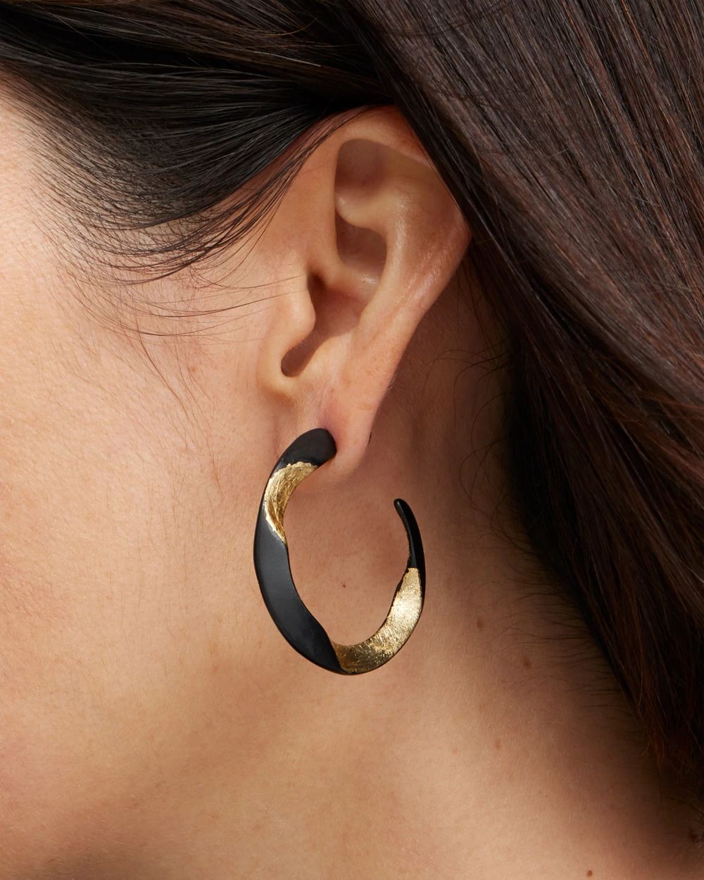Black & Gold Tone Front to Back Hoops