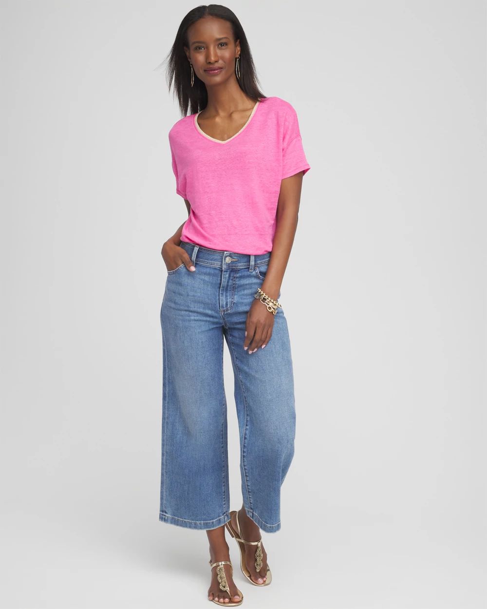 Sweater Trim Linen Tee
