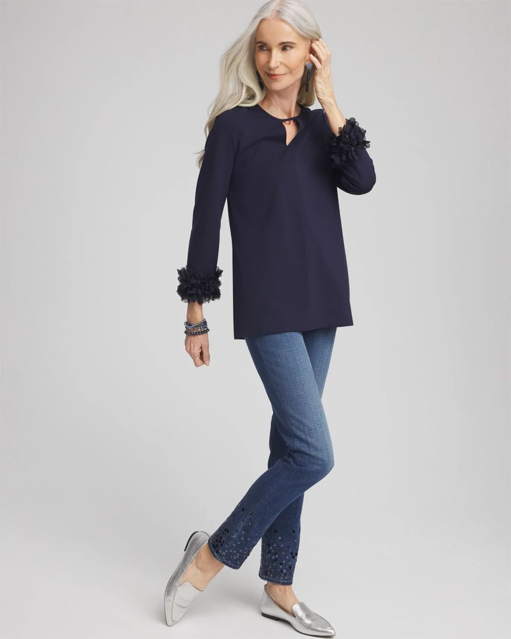 Ponte 3D Applique Floral Tunic