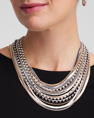 Mixed Metal Bib Necklace