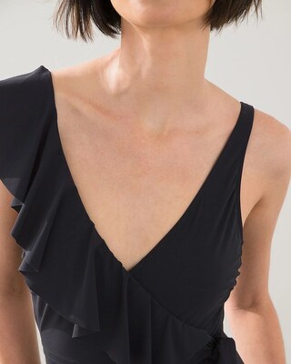 Ruffle Shoulder V-neck Swimsuit