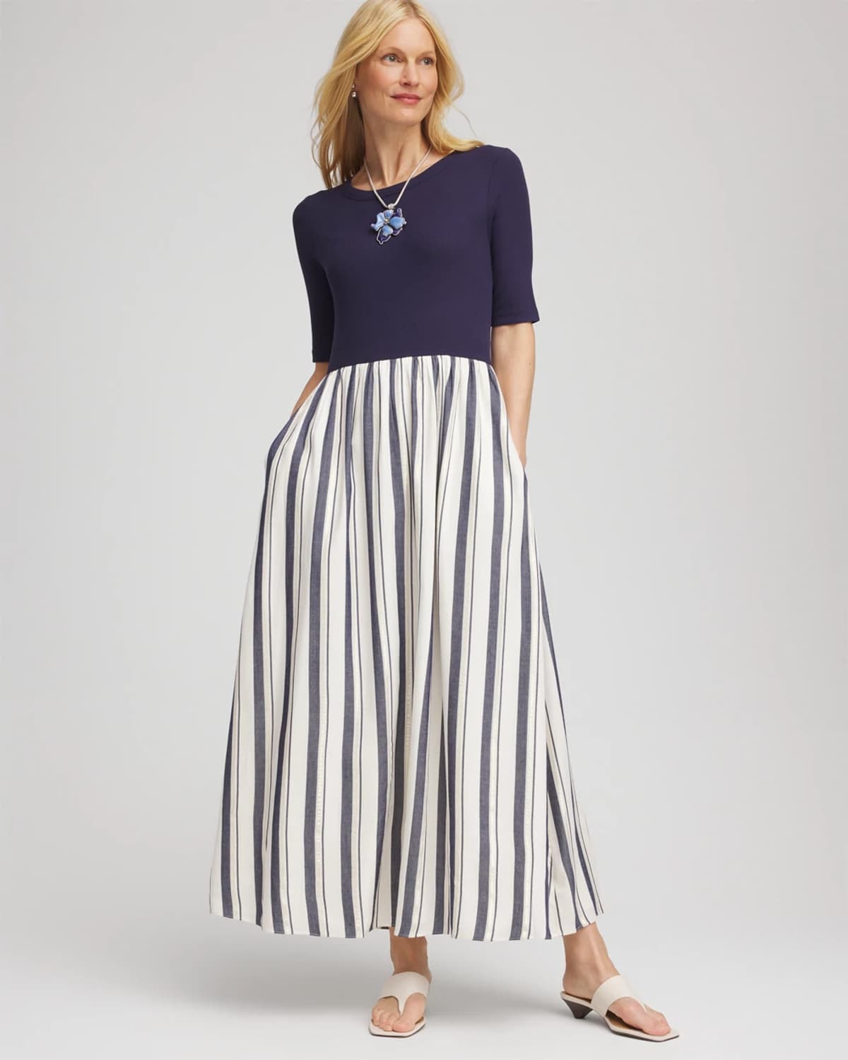 Women’s Petite Mixed Metallic Striped Maxi Dress Women’s Petite Mixed Metallic Striped Maxi Dress