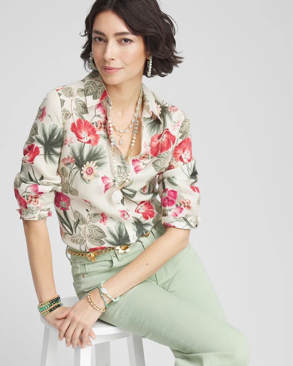 No Iron™ Garden Floral Linen Shirt
