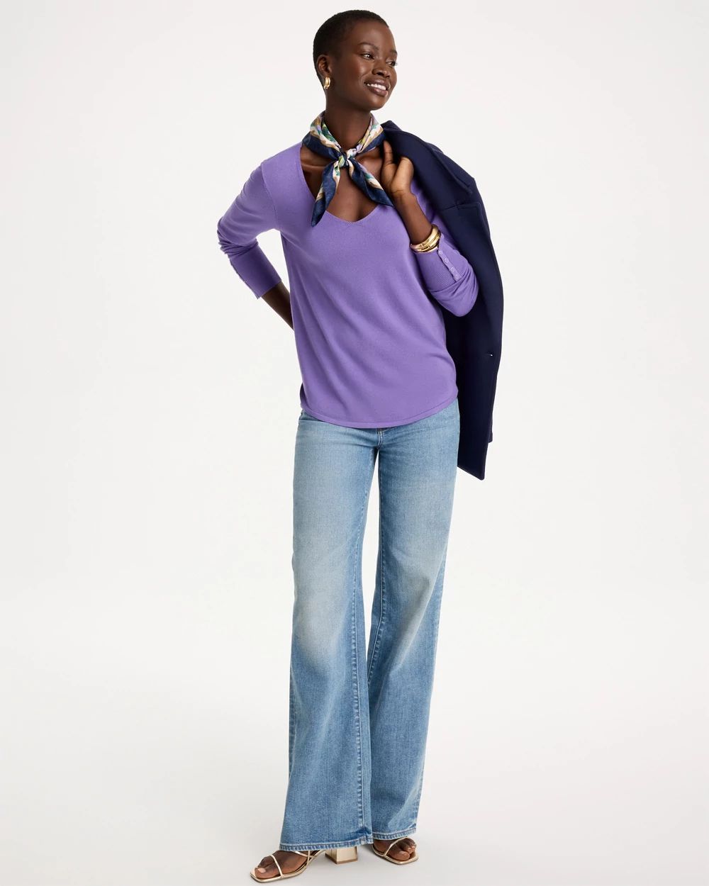 Ella V-Neck Pullover Sweater click to view larger image.