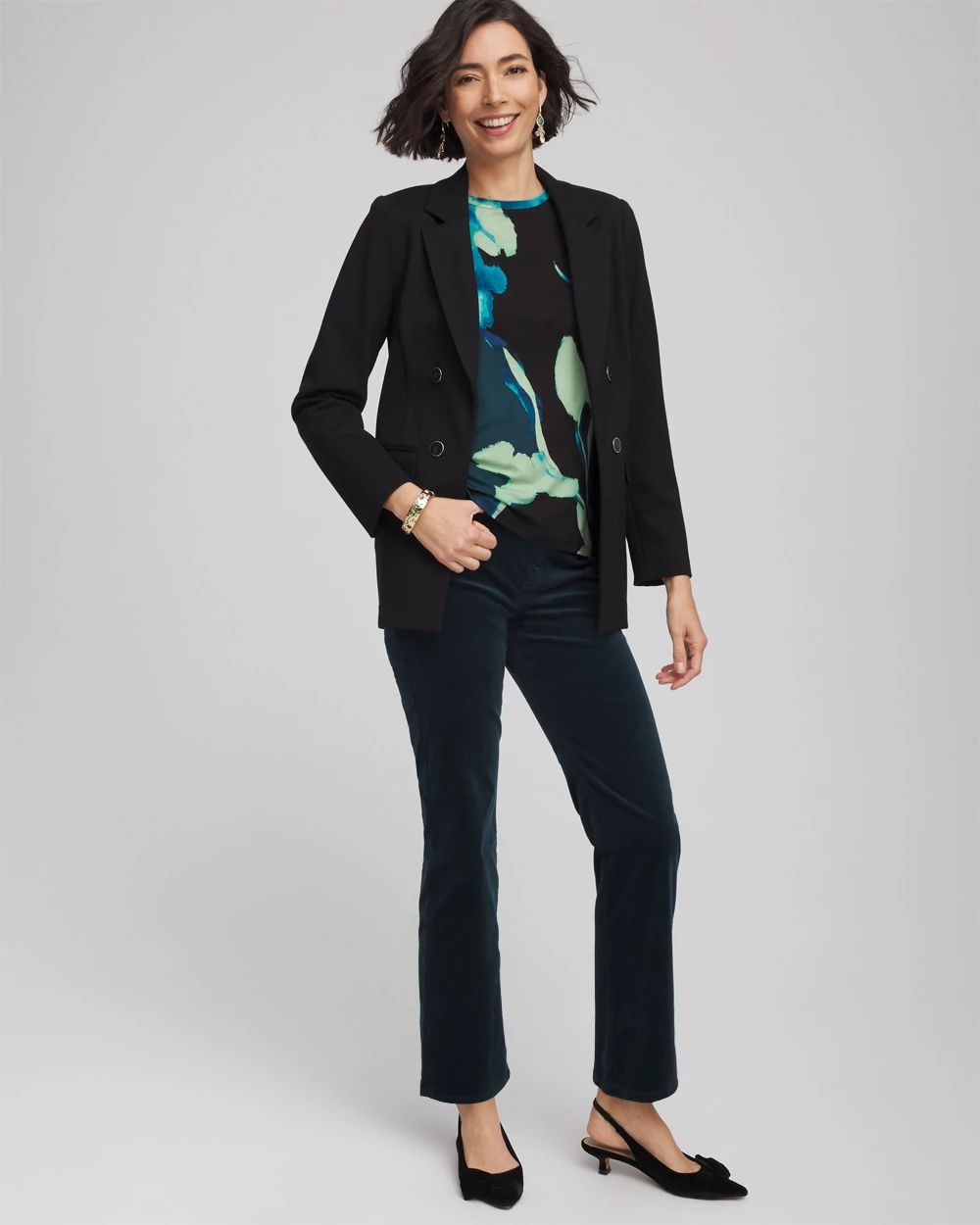 Velveteen Pull-On Flared Jeans click to view larger image.