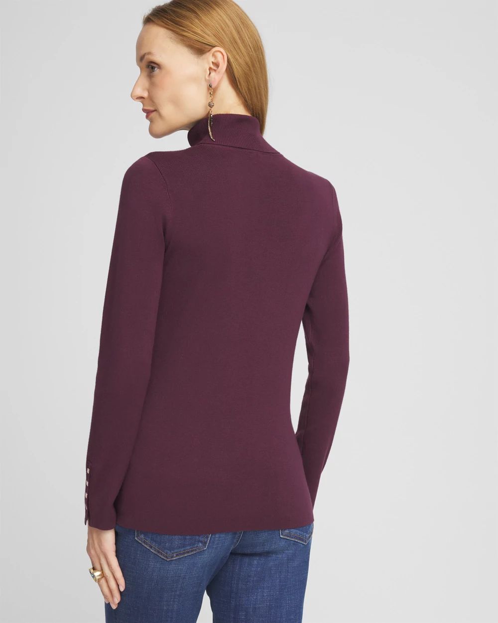 Ecovero™ Button Cuff Turtleneck Sweater click to view larger image.