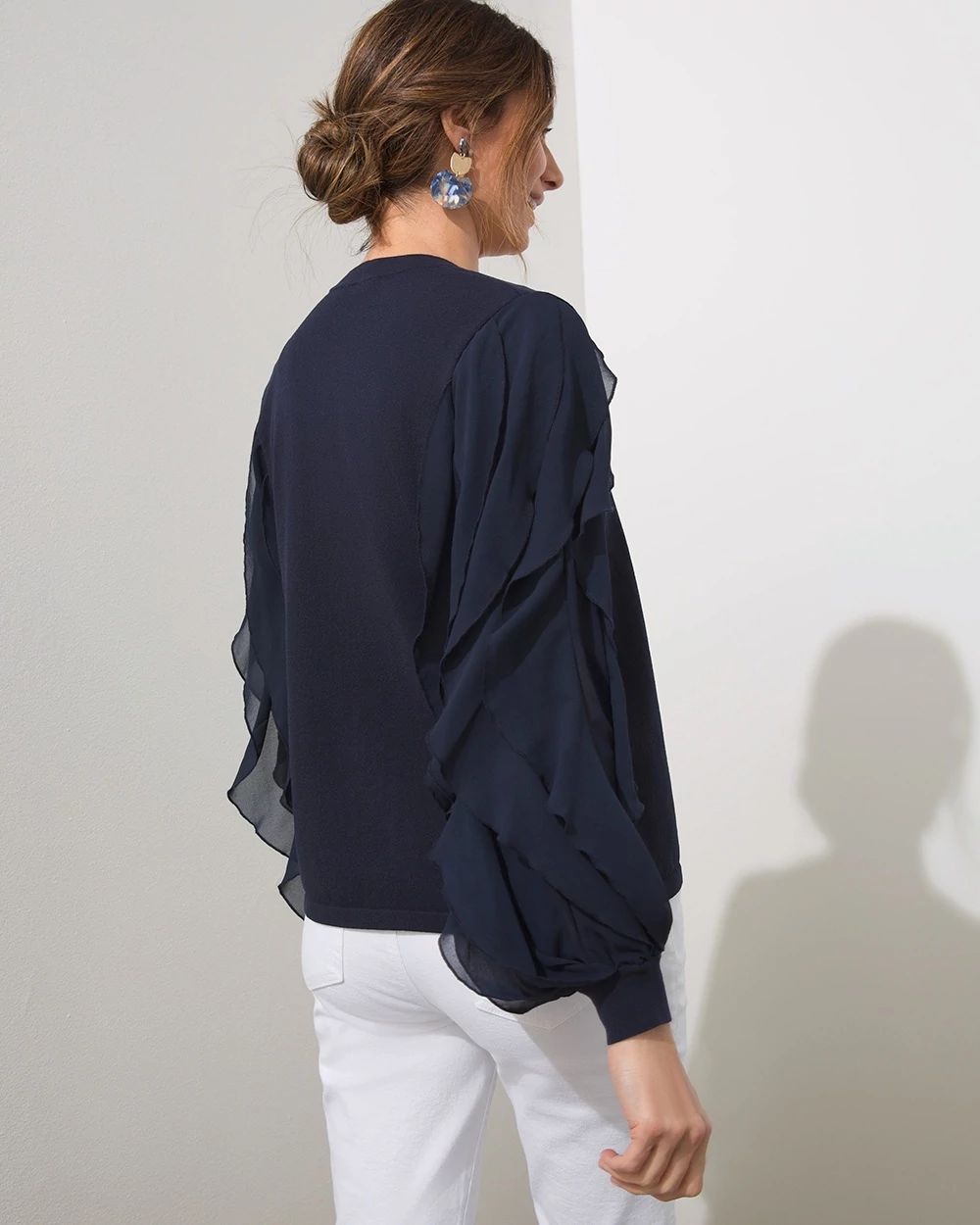 Ruffle Sleeve Cardigan