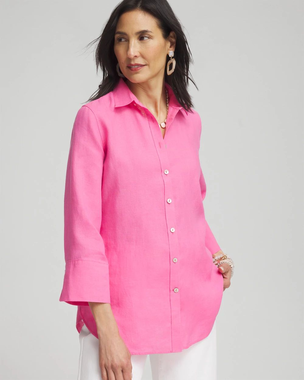 No Iron™ Linen 3/4 Sleeve Shirt