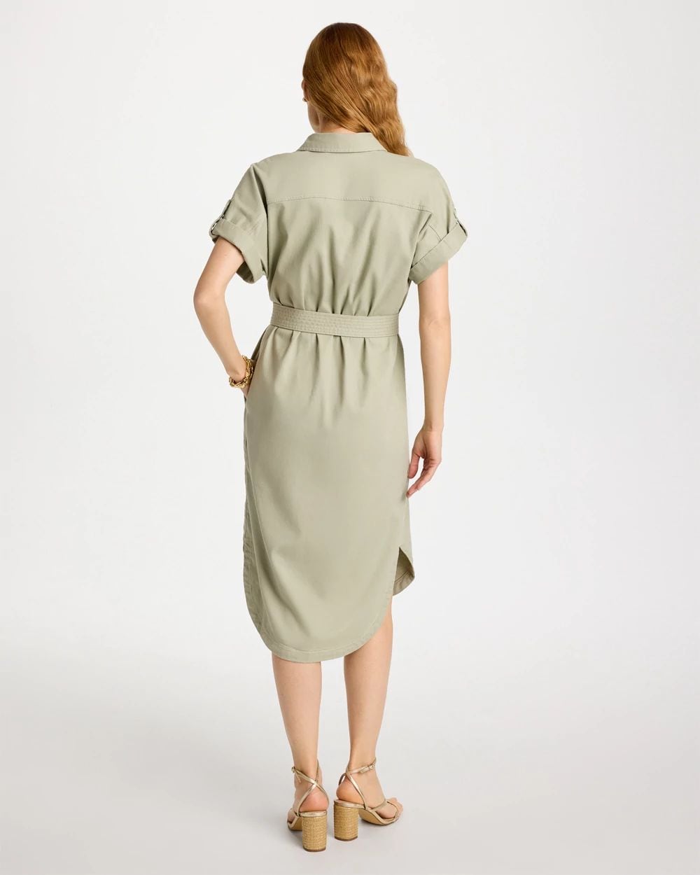 Dolman Tie Hemp Denim Shirtdress click to view larger image.