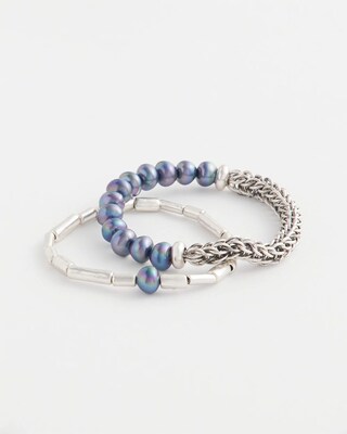 Set of Two Silver Stretch Bracelets click to view larger image.