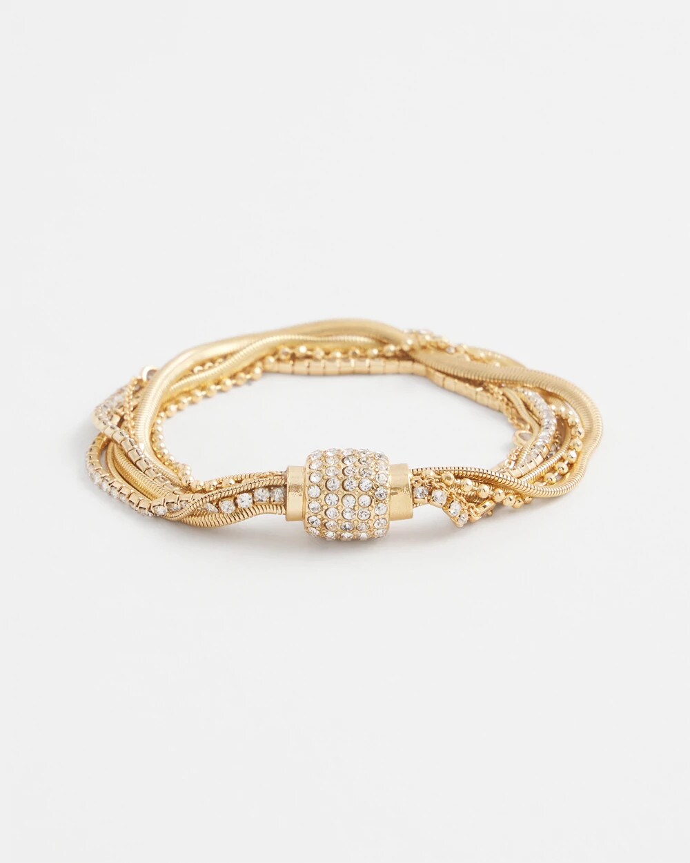 Gold Tone Multi Strand Pavé Bracelet