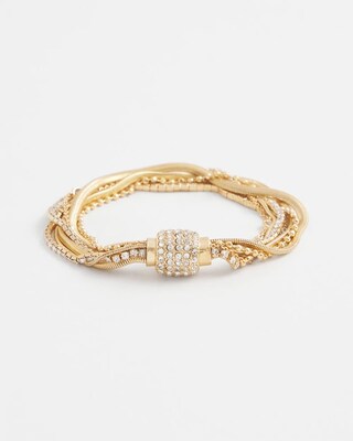 Gold Tone Multi Strand Pavé Bracelet