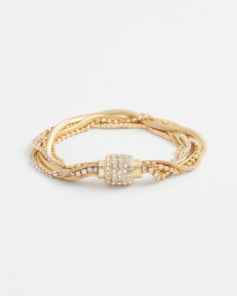 Gold Tone Multi Strand Pavé Bracelet
