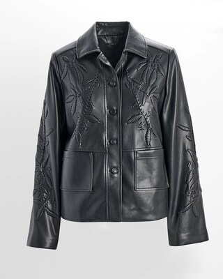 Cutwork Faux Leather Jacket