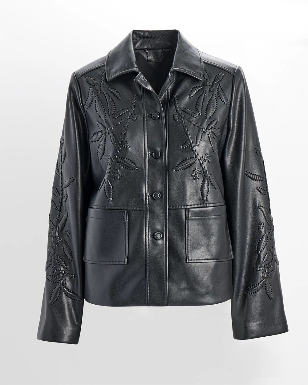 Cutwork Faux Leather Jacket