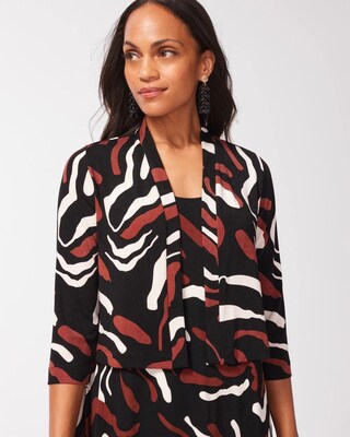 Travelers Abstract Print Cropped Cardigan