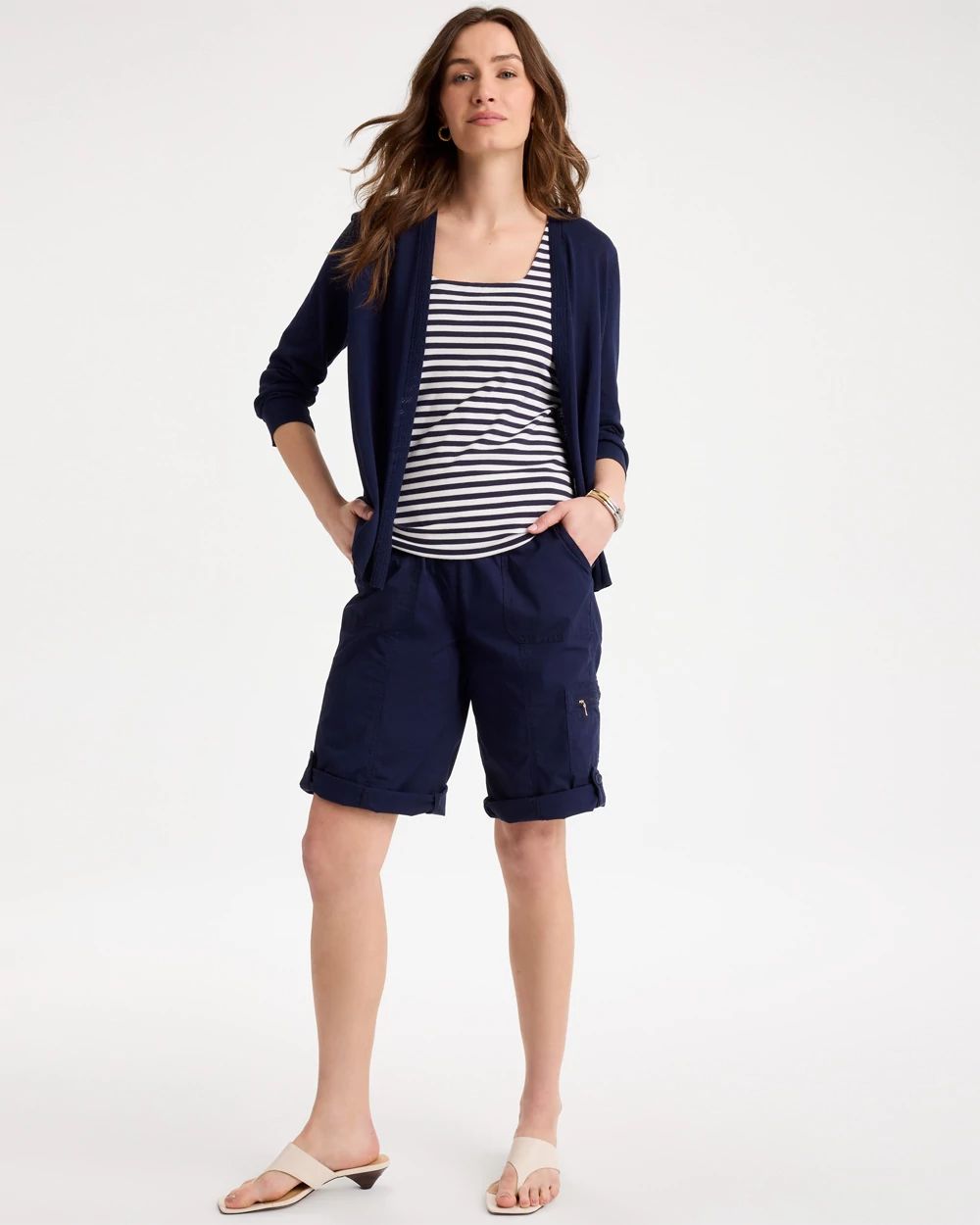 Poplin Cotton Roll-Tab Shorts