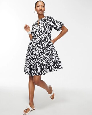 Black and White Poplin Dress