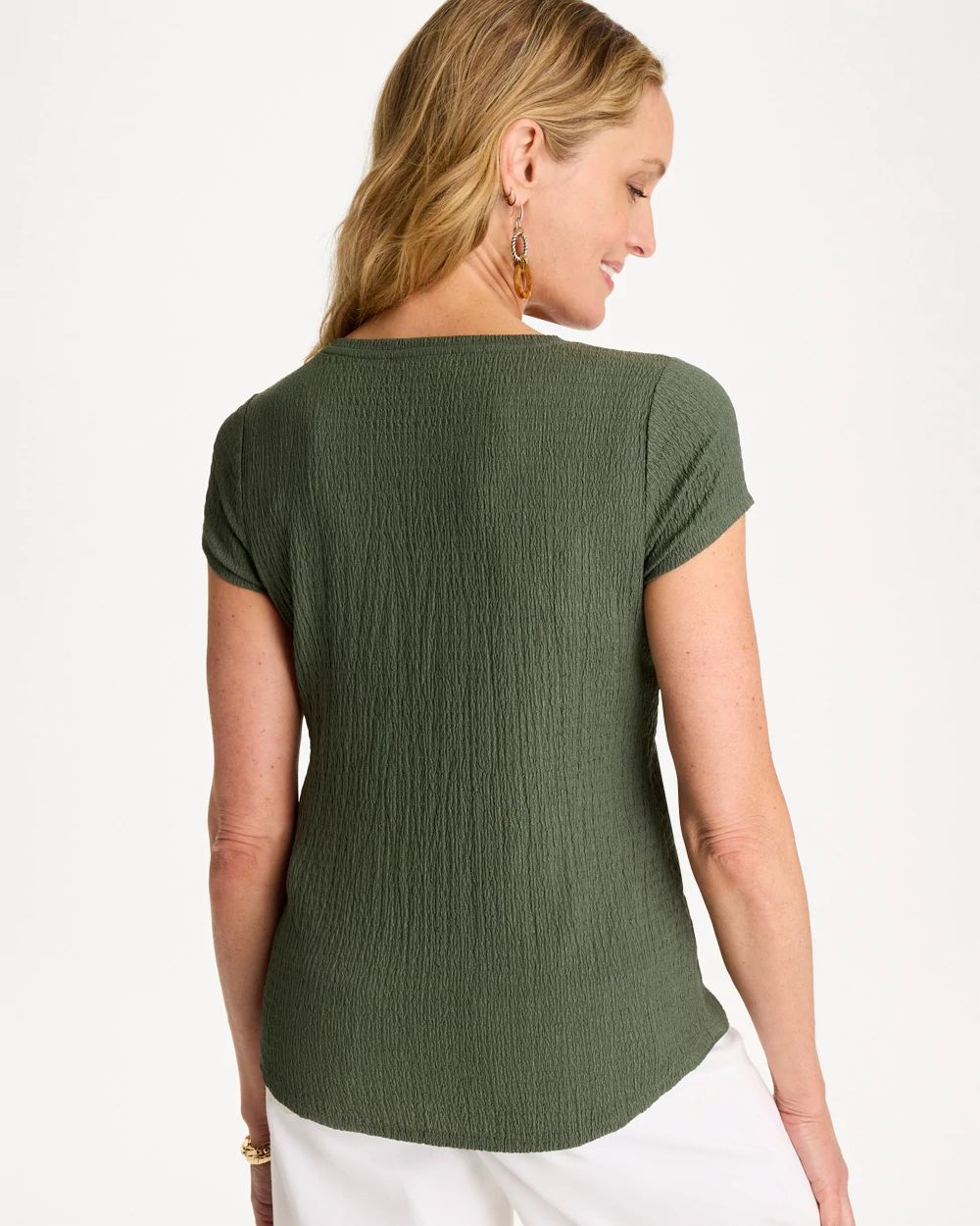 Textured Knit Cap Sleeve Tee click to view larger image.