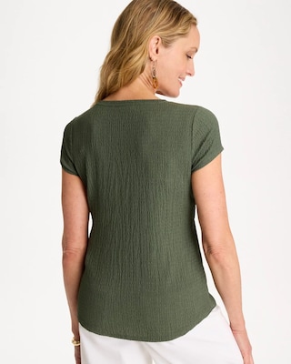 Textured Knit Cap Sleeve Tee click to view larger image.