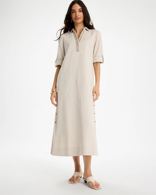 Embellished Linen Dress
