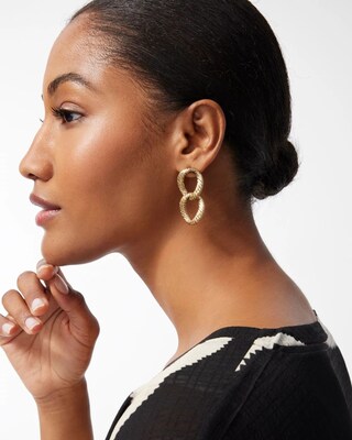 Gold Tone Drop Link Earrings