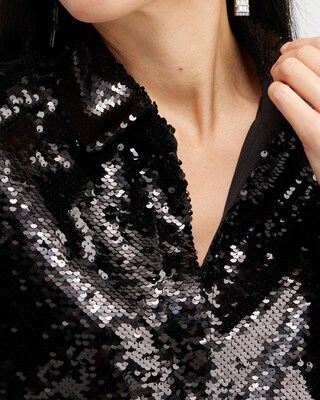 Sequin Collared Knit Shirt
