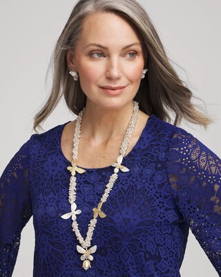 Butterfly & Pearls Pendant Charm Necklace