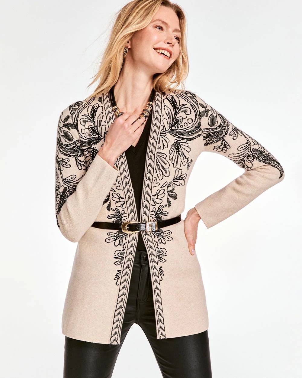 Jacquard Cotton-Blend Cardigan