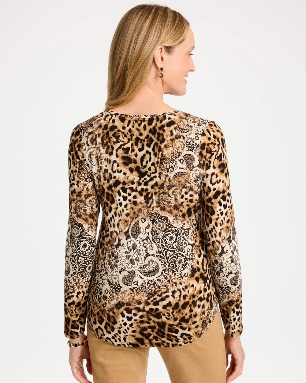 Touch of Cool™ Cheetah V-Neck Layering Tee click to view larger image.