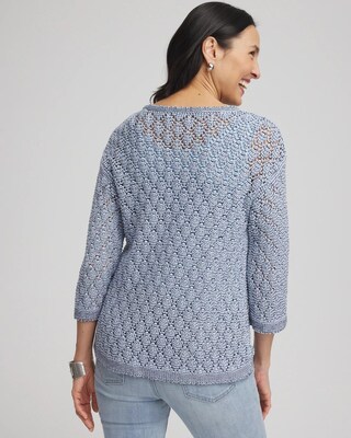 Pointelle Bateau-Neck Pullover Sweater click to view larger image.