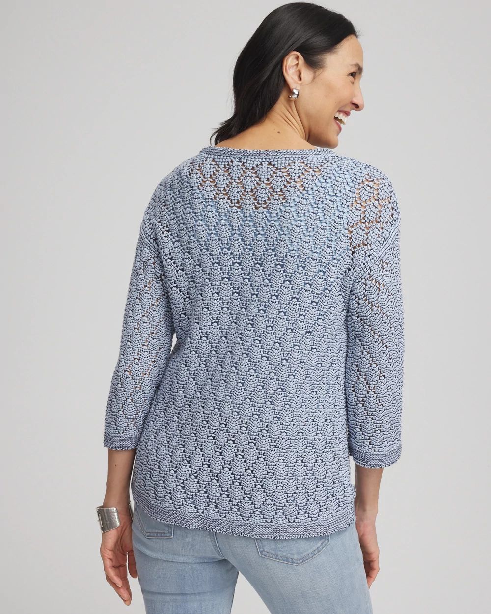 Pointelle Bateau-Neck Pullover Sweater