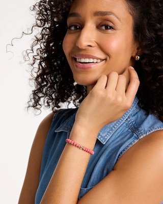 Coral Inspired Round Stretch Bracelet click to view larger image.