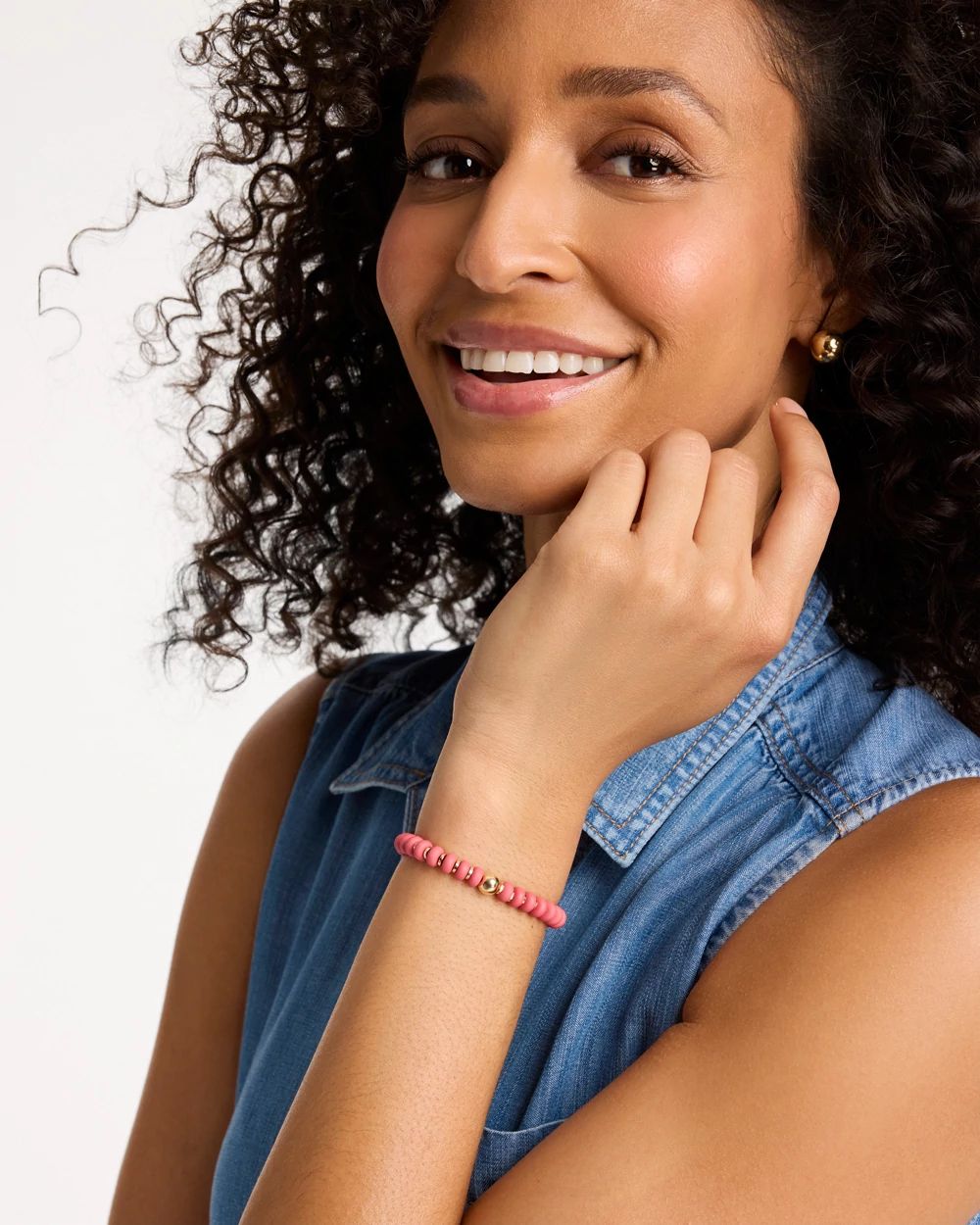 Coral Inspired Round Stretch Bracelet click to view larger image.