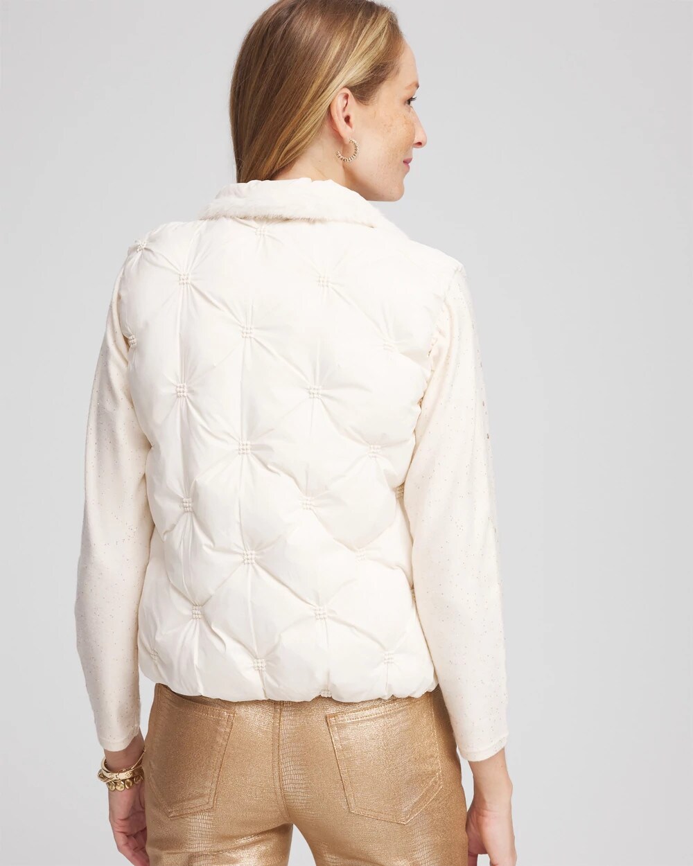 Nylon Fur Trim Puffer Vest