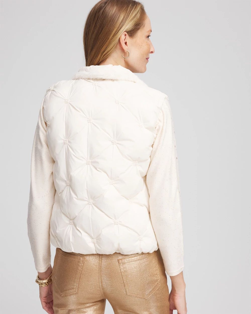 Nylon Fur Trim Puffer Vest
